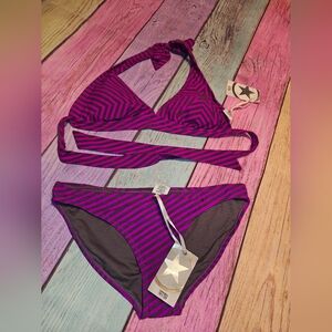 Striped Purple Bikini Set